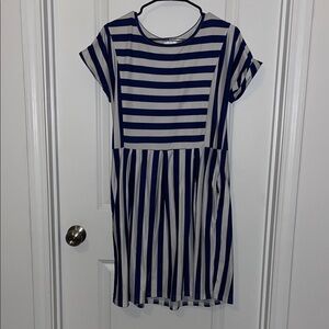 Striped Blue and White Kids Dress